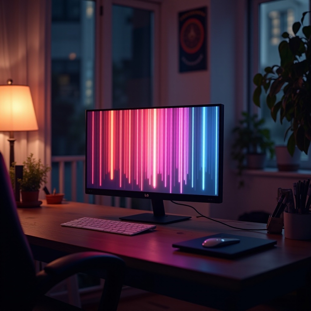 pionowe linie na monitorze LG