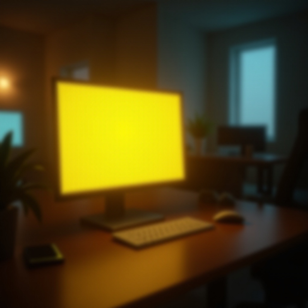 gele tint van computerscherm
