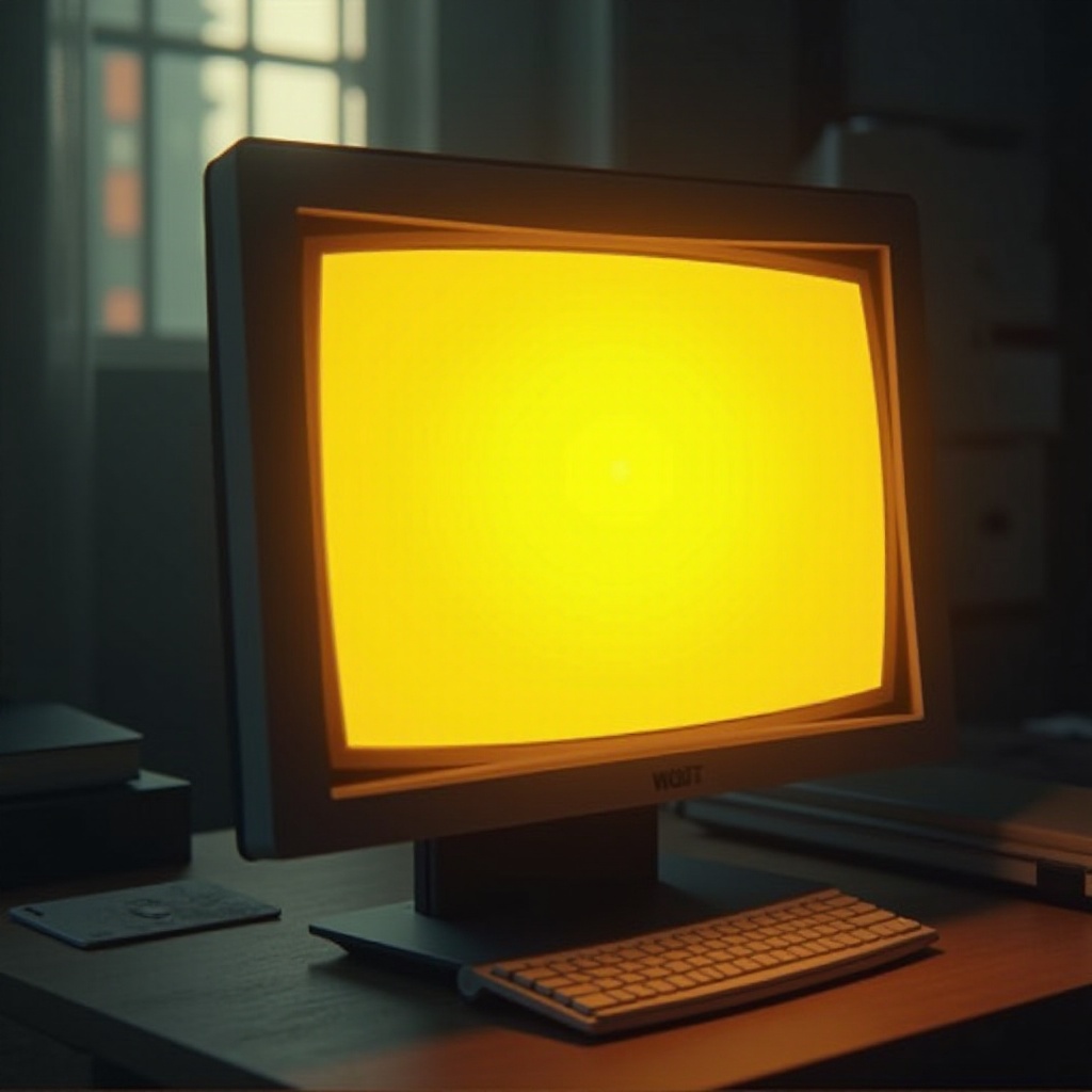 gele tint van computerscherm
